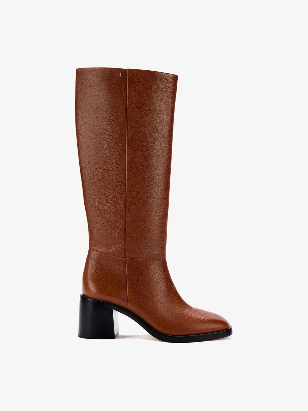 Larroude Ricky Brown Leather Knee-High Block Heel Boots